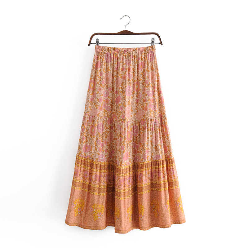 Boho Skirt, Hippie Skirts, Maxi Skirt, Crimson Fire Pink – Wild Rose Boho