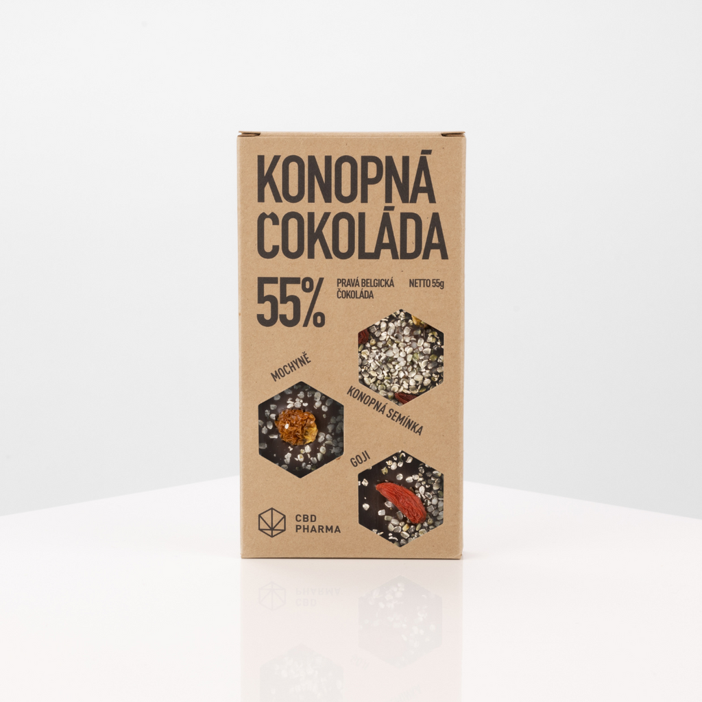 CBD Pharma Konopná čokoláda 55% | Konopí | Goja | Mochyně