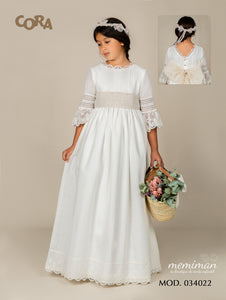 034022 Vestido de comunión plumeti lino-algodón –