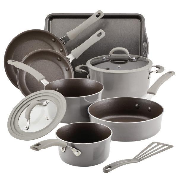 Rachael Ray Cook + Create 11pc Aluminum Nonstick Cookware Set - Almond