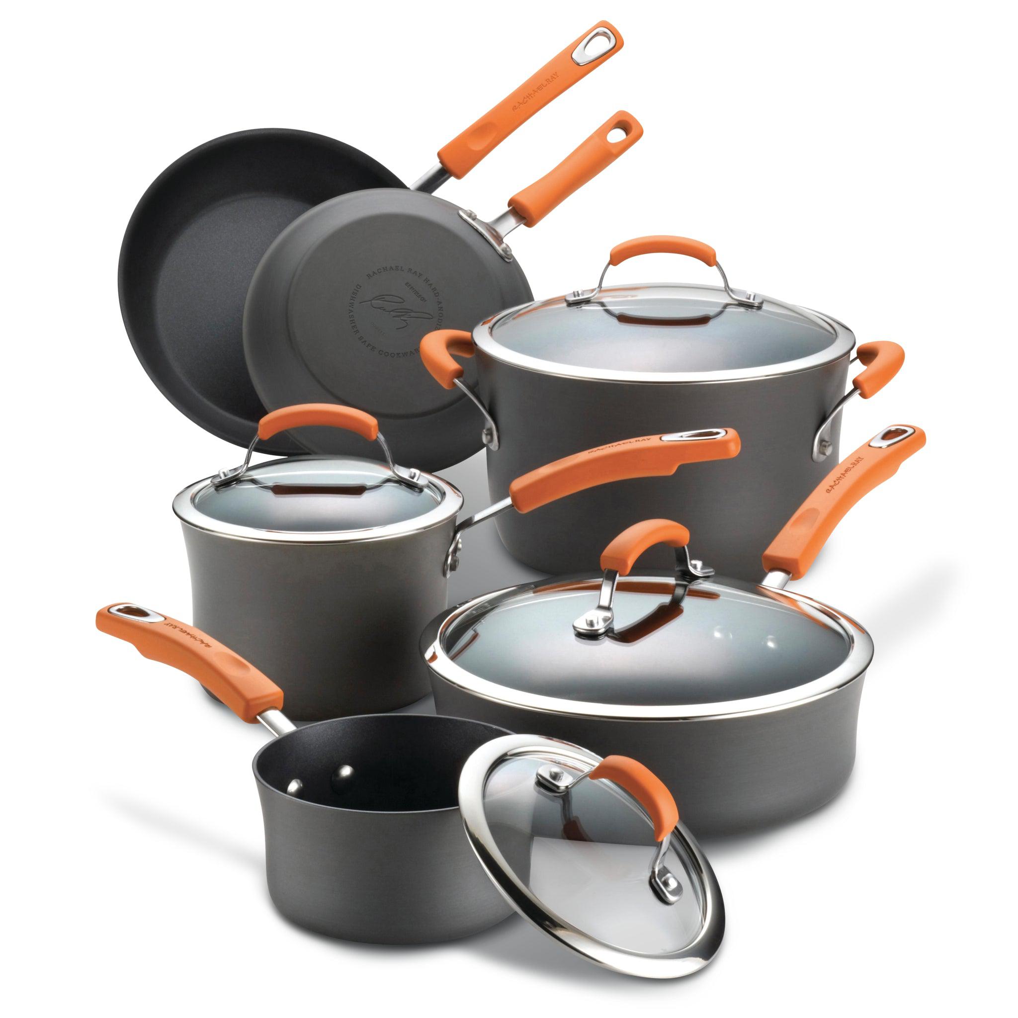 Rachael Ray Hard Enamel 12-1/2 Divided Skillet- Orange 