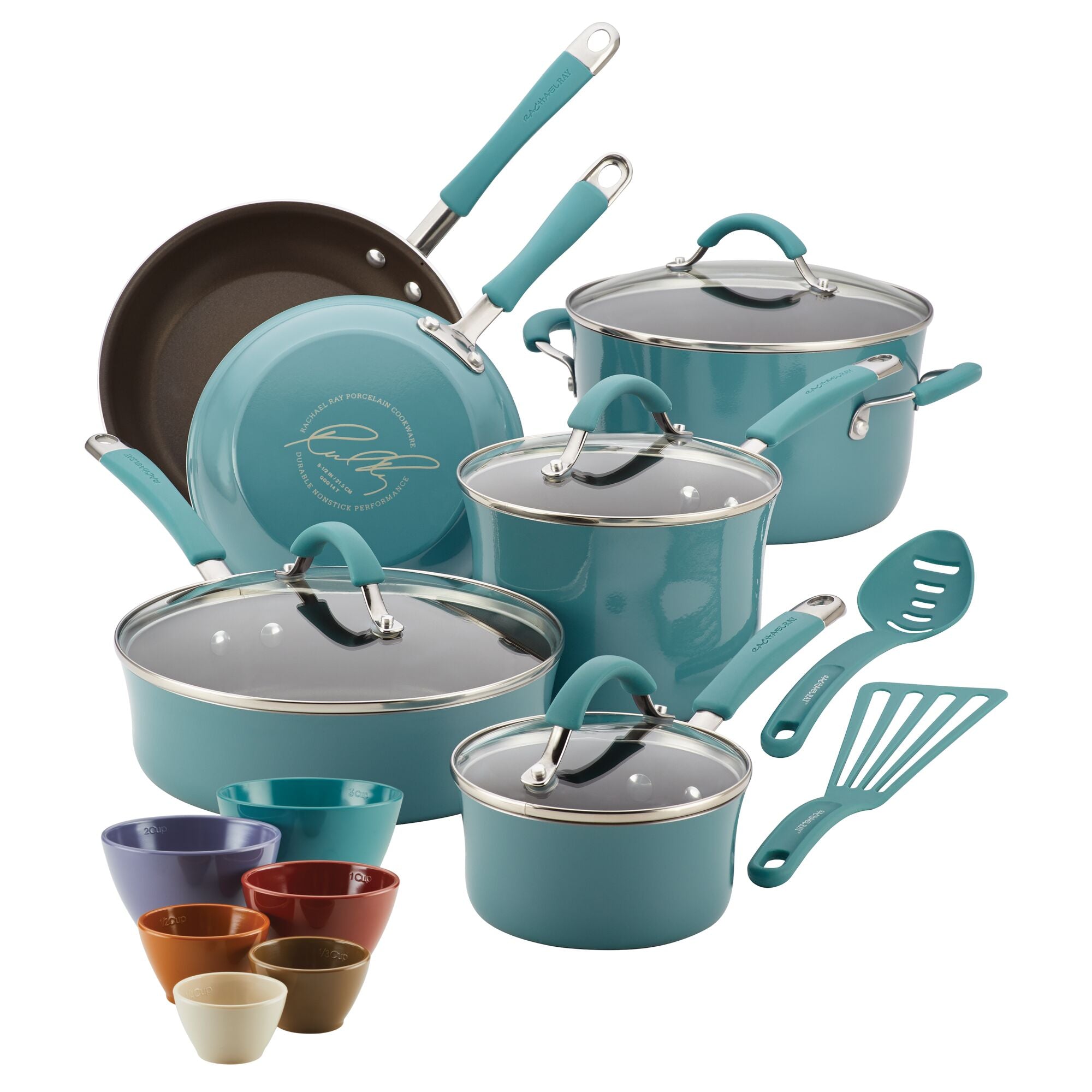 Rachael Ray Cucina 13-Pc. Hard Porcelain Enamel Nonstick Cookware Set -  Macy's