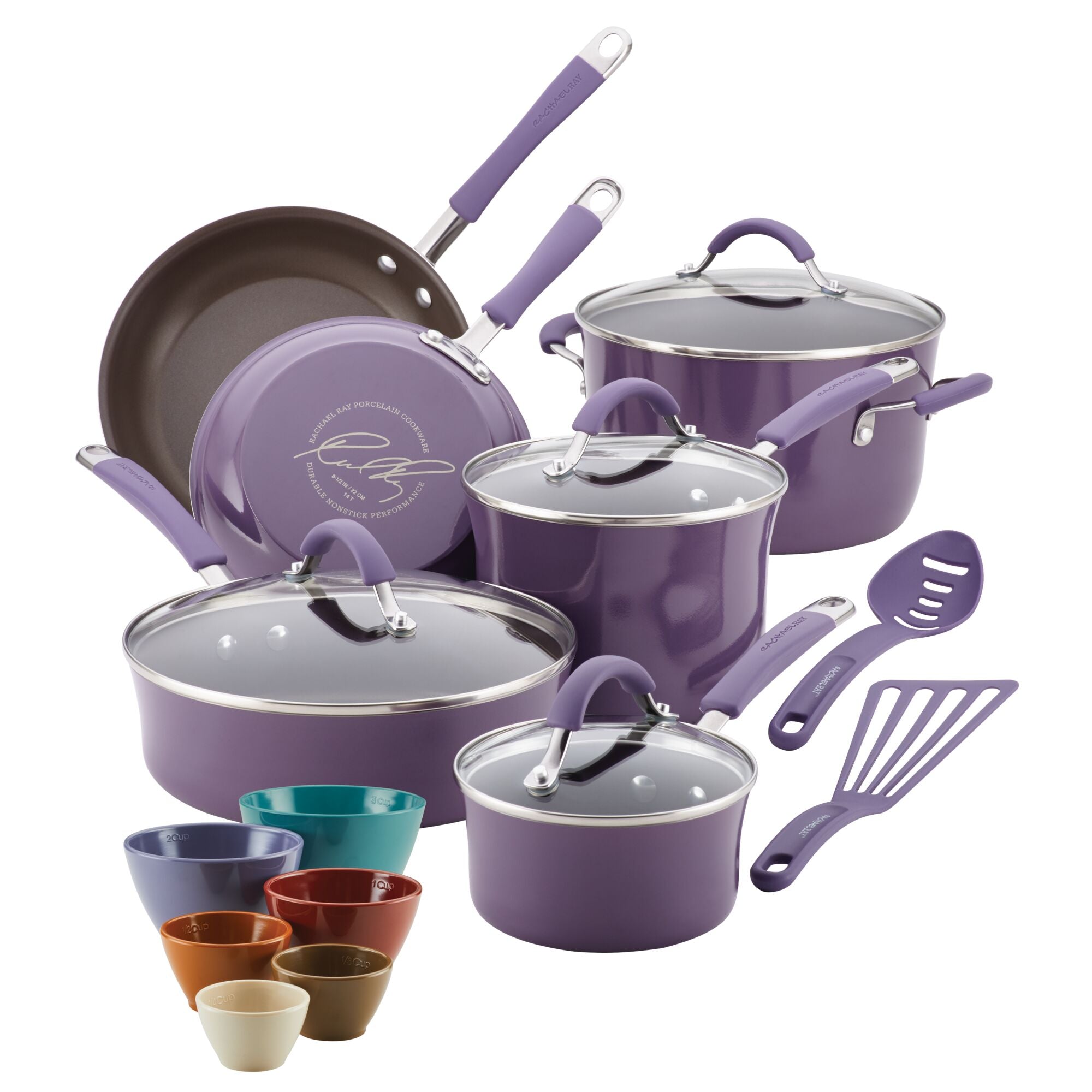 Farberware 12-Pc. Aluminum Nonstick Cookware Set - Purple - Macy's