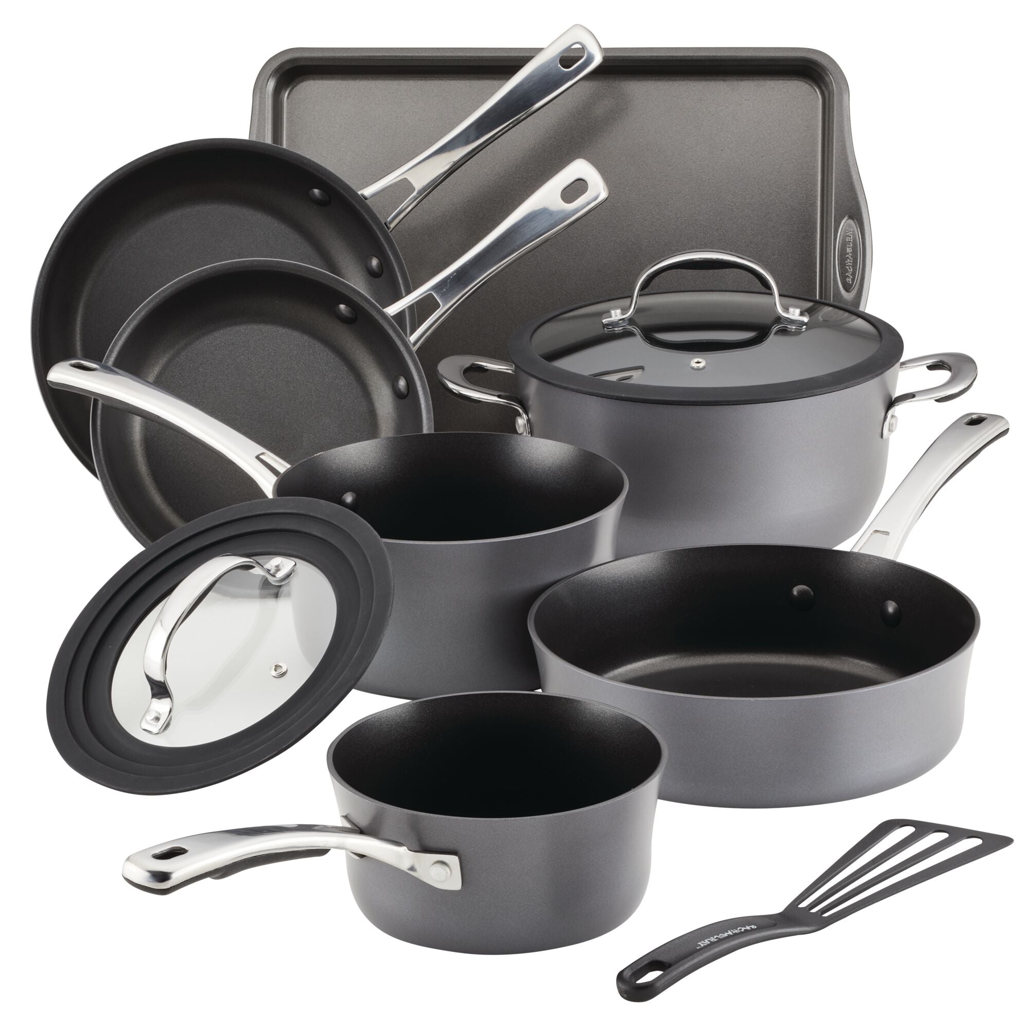 Food Network 10-pc. Hard-Anodized Nonstick Space-Saving Cookware Set Light  Grey