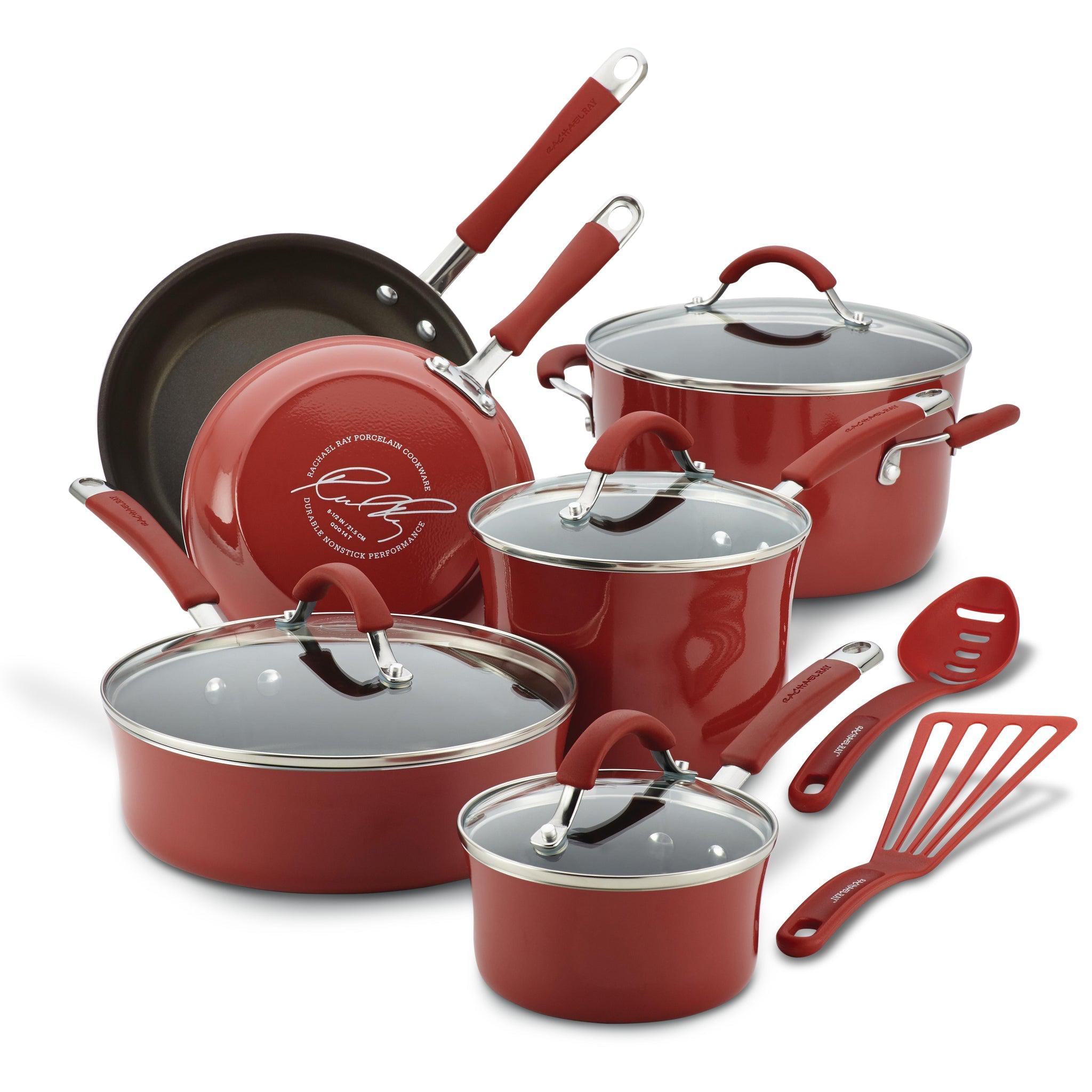 Rachael Ray 10-Piece Nonstick Cookware Set, Aluminum, Agave Blue, Cucina Collection