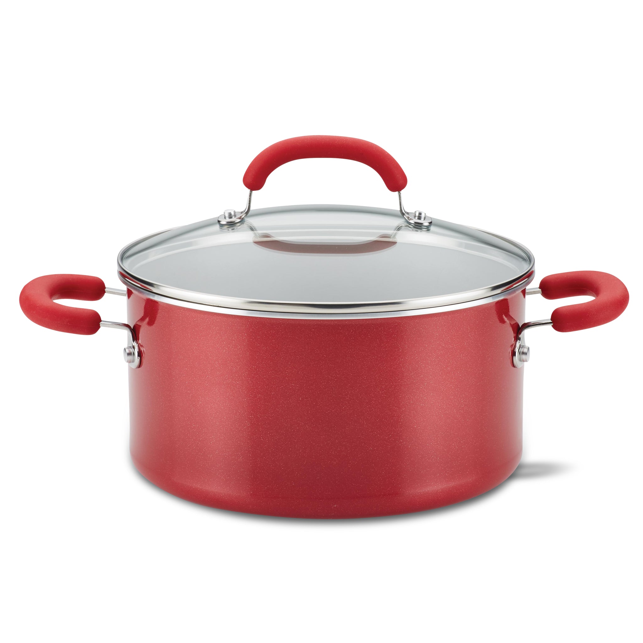 Rachael Ray Enameled Cast Iron Dutch Oven Casserole Induction Pot with Lid,  5 Quart, Red 