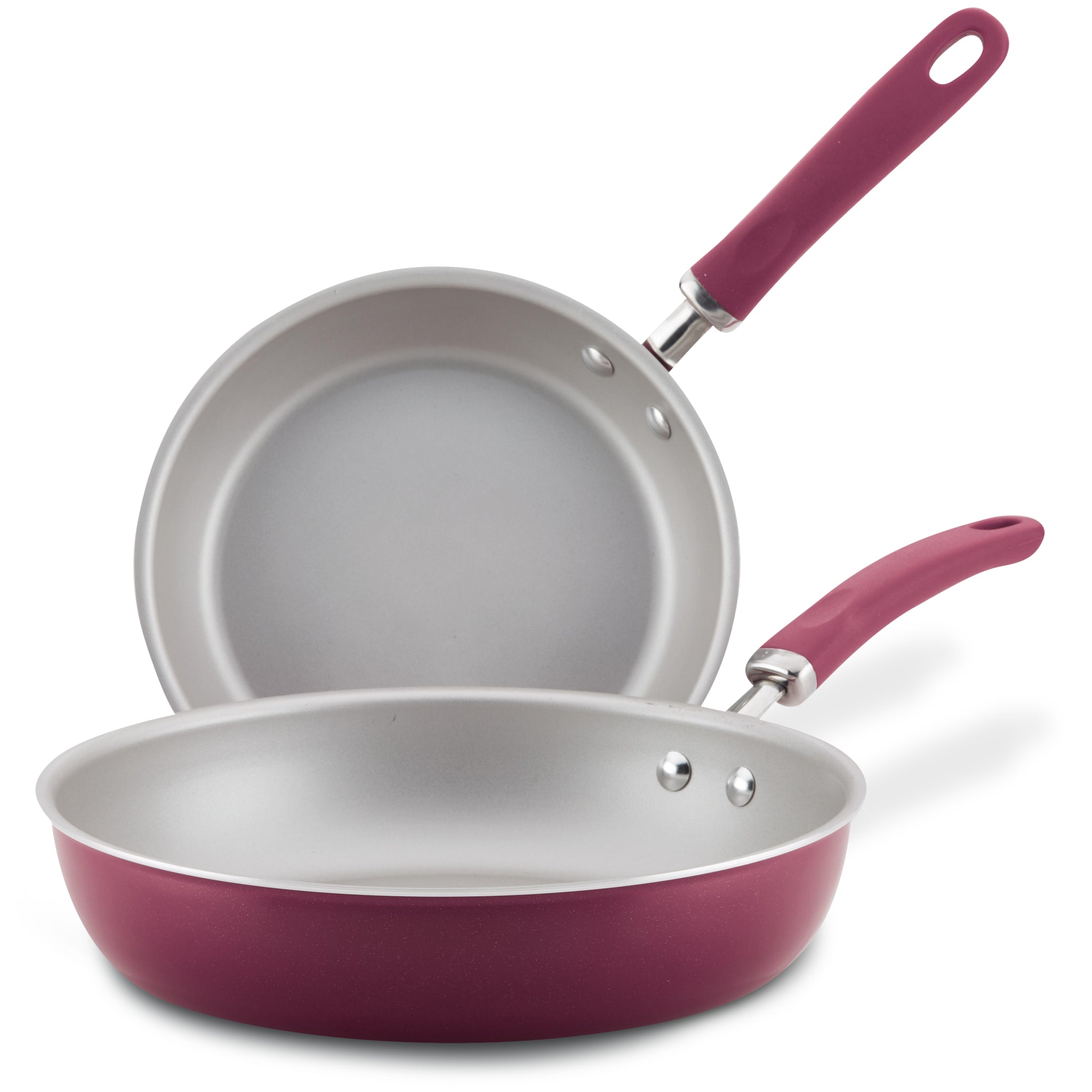 Cook N Home Nonstick 5.5 Mini Size One Egg Fry Pan and Sauce Pan 1-QT with  Lid Set, Red