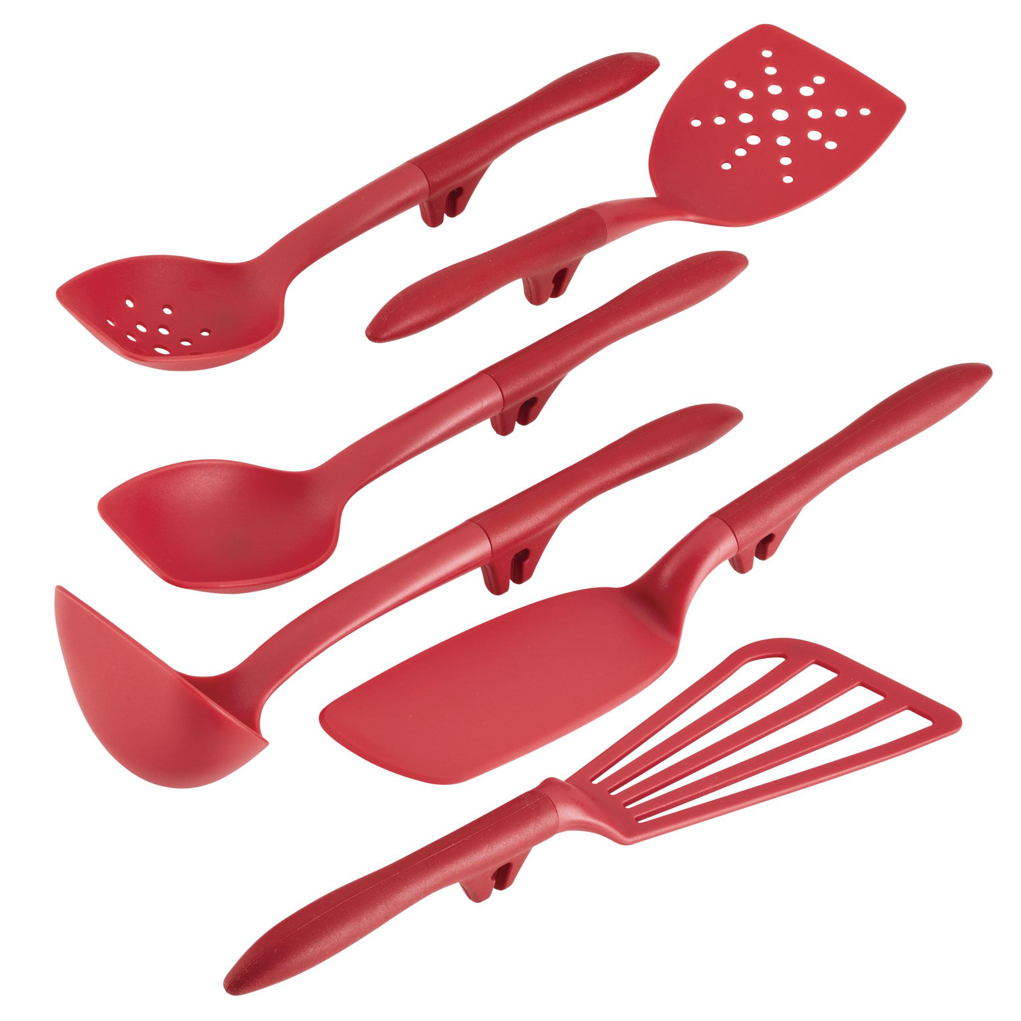 Kitchen Set with Masher, Tongs, Skimmer, Spatula, and Brush, Red Cosas para  cocina Oven guards Milk boiling guard Food cover Sil - AliExpress