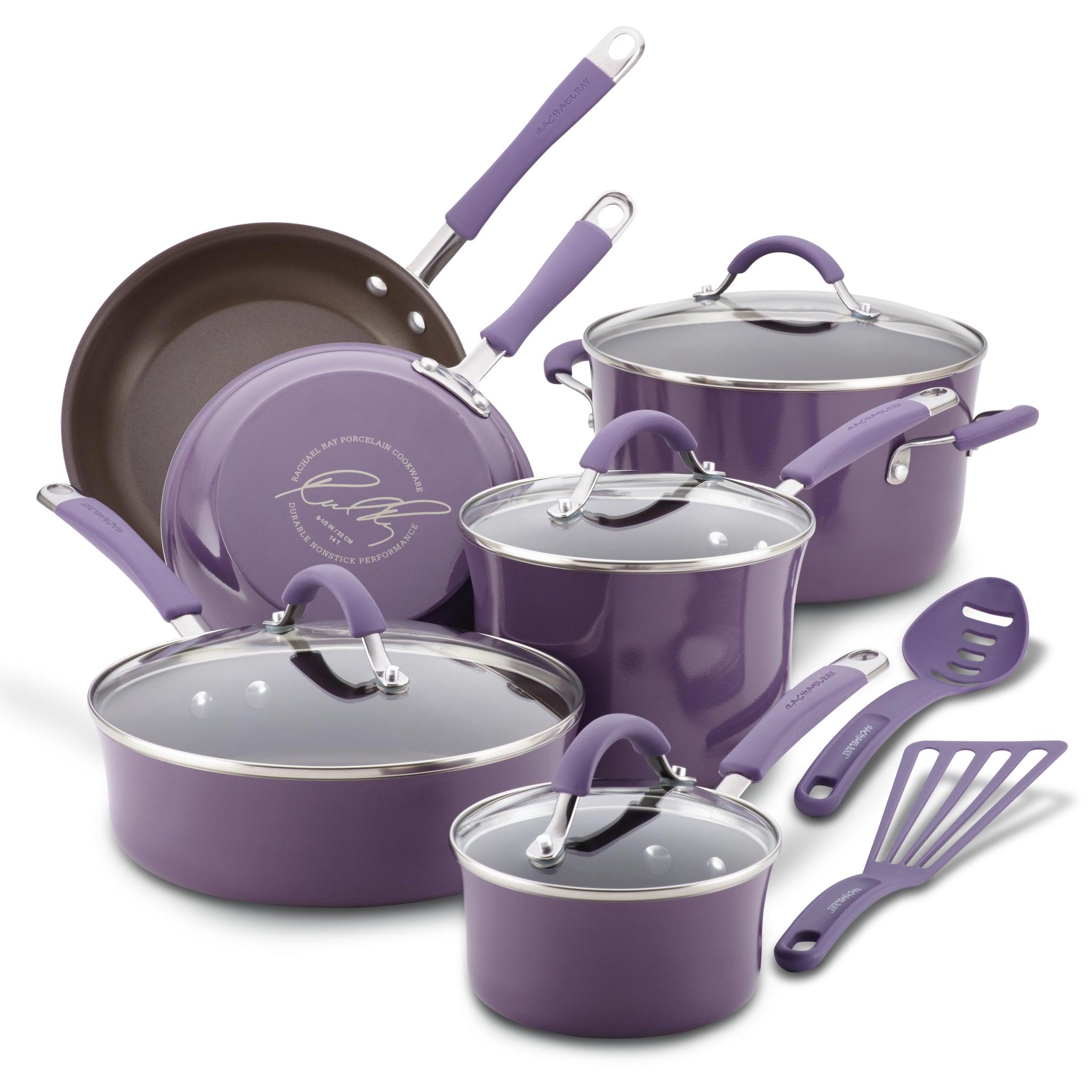 CooksEssentials Porcelain Enamel 11-piece Cookware Set 