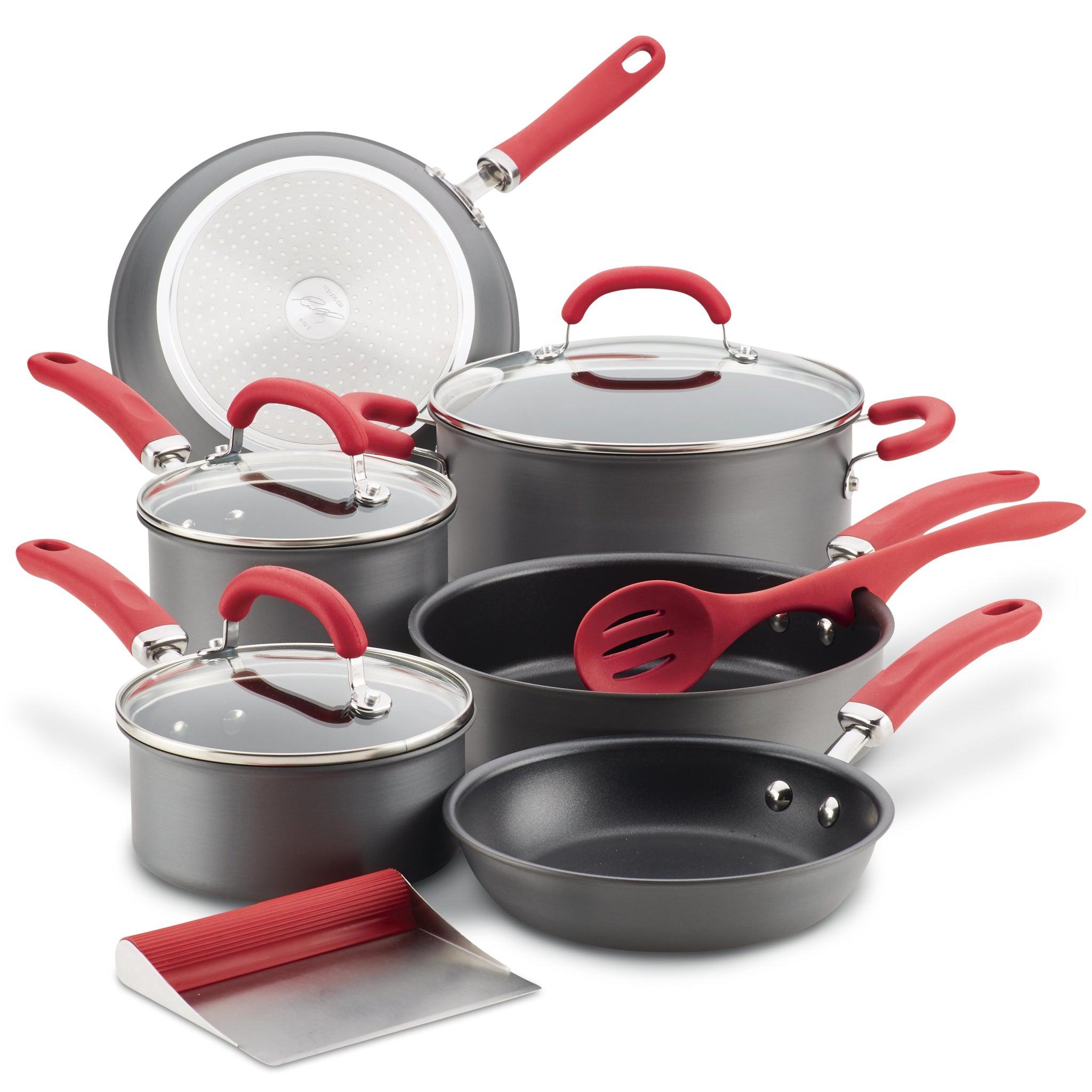 Rachael Ray Stainless Steel and Hard Anodized Nonstick Cookware Induction Pots and Pans Set, 11-Piece
