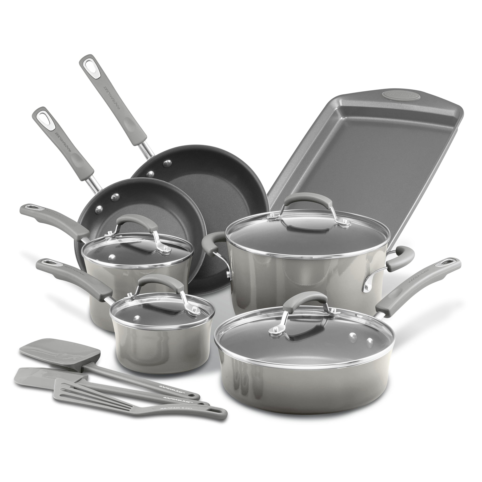 RACHAEL RAY 12 PIECE CLASSIC BRIGHTS NONSTICK POTS AND PANS SET, RED *DM