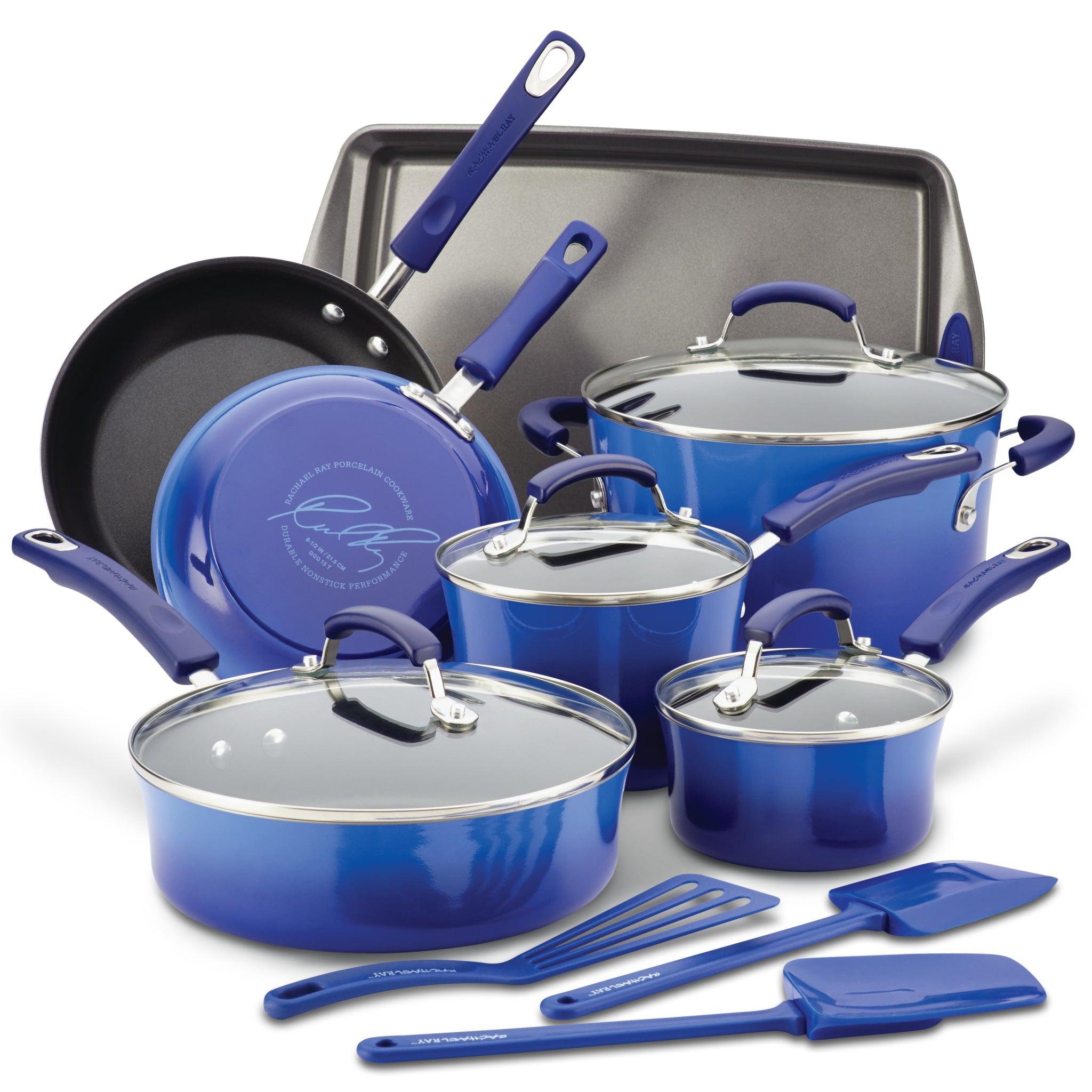 17 Piece Kitchenware Non-Stick Cookware Set Nutrichef Color: Blue