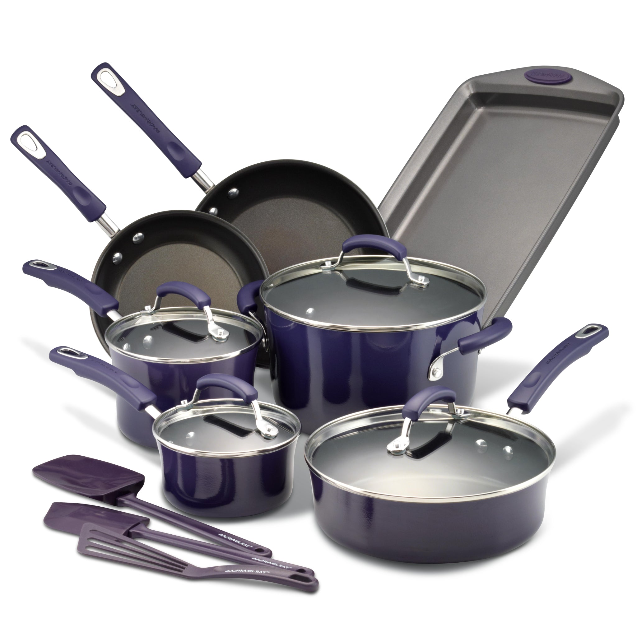 Source Purple color Cookware set 2021 hot selling with non stick frying pan  set and soup pot with cooking pots on m.