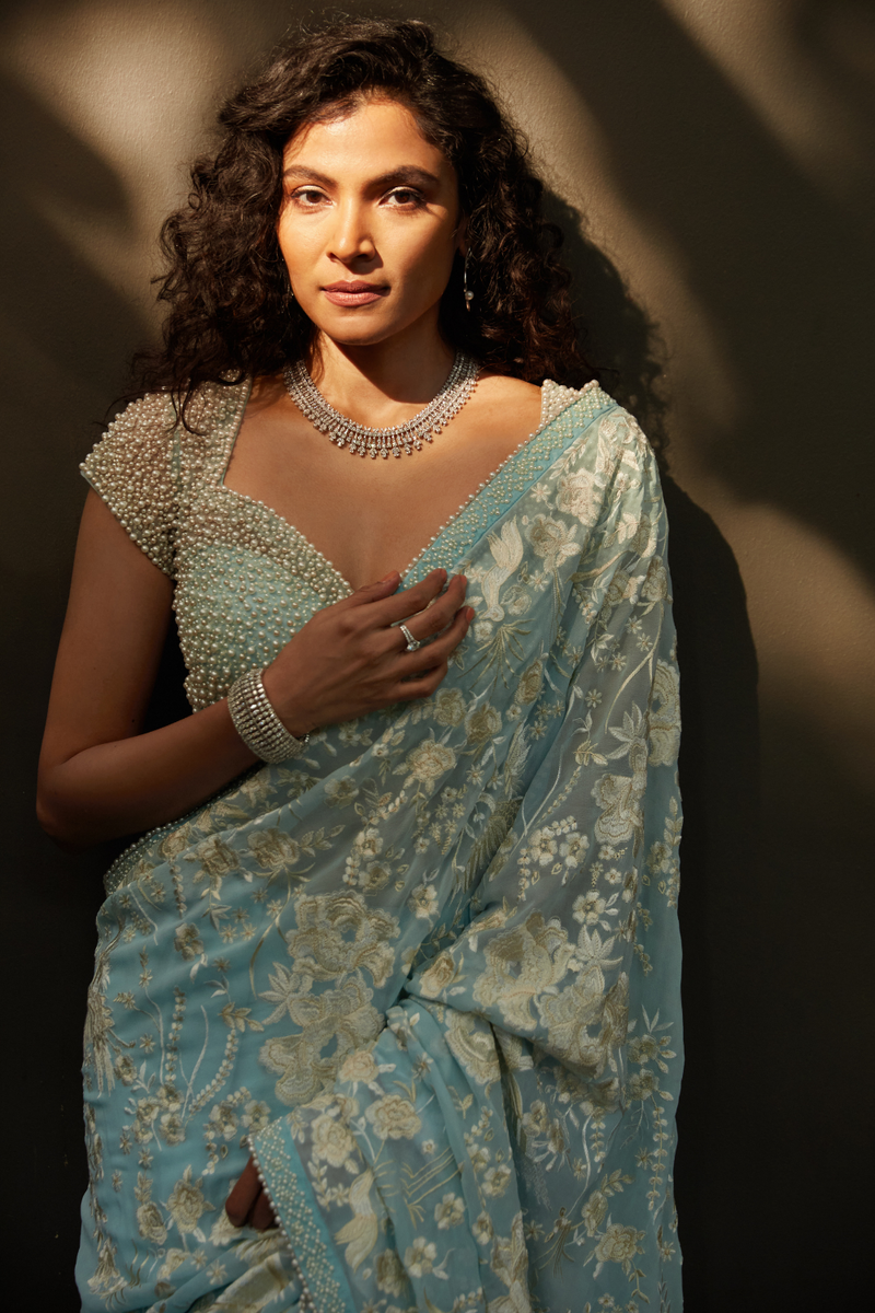 Powder Blue Saree – Seema Gujral