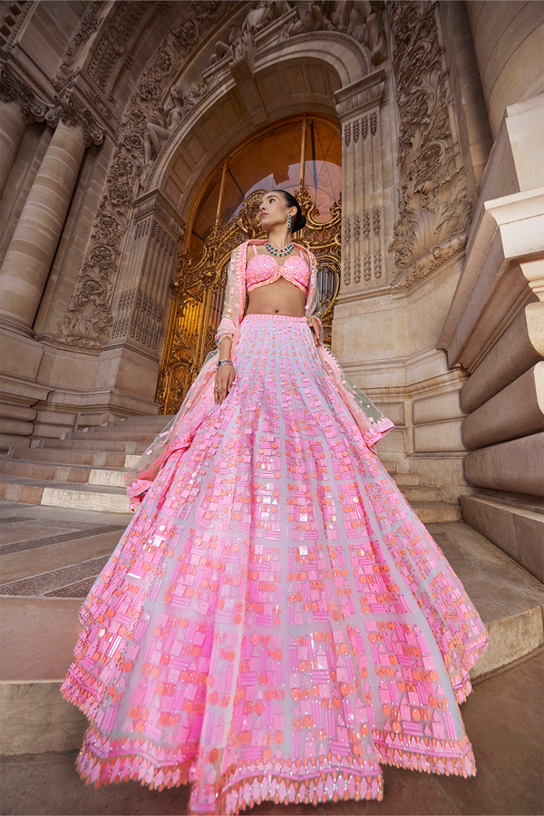 Blush Pink Sequin Lehenga Set