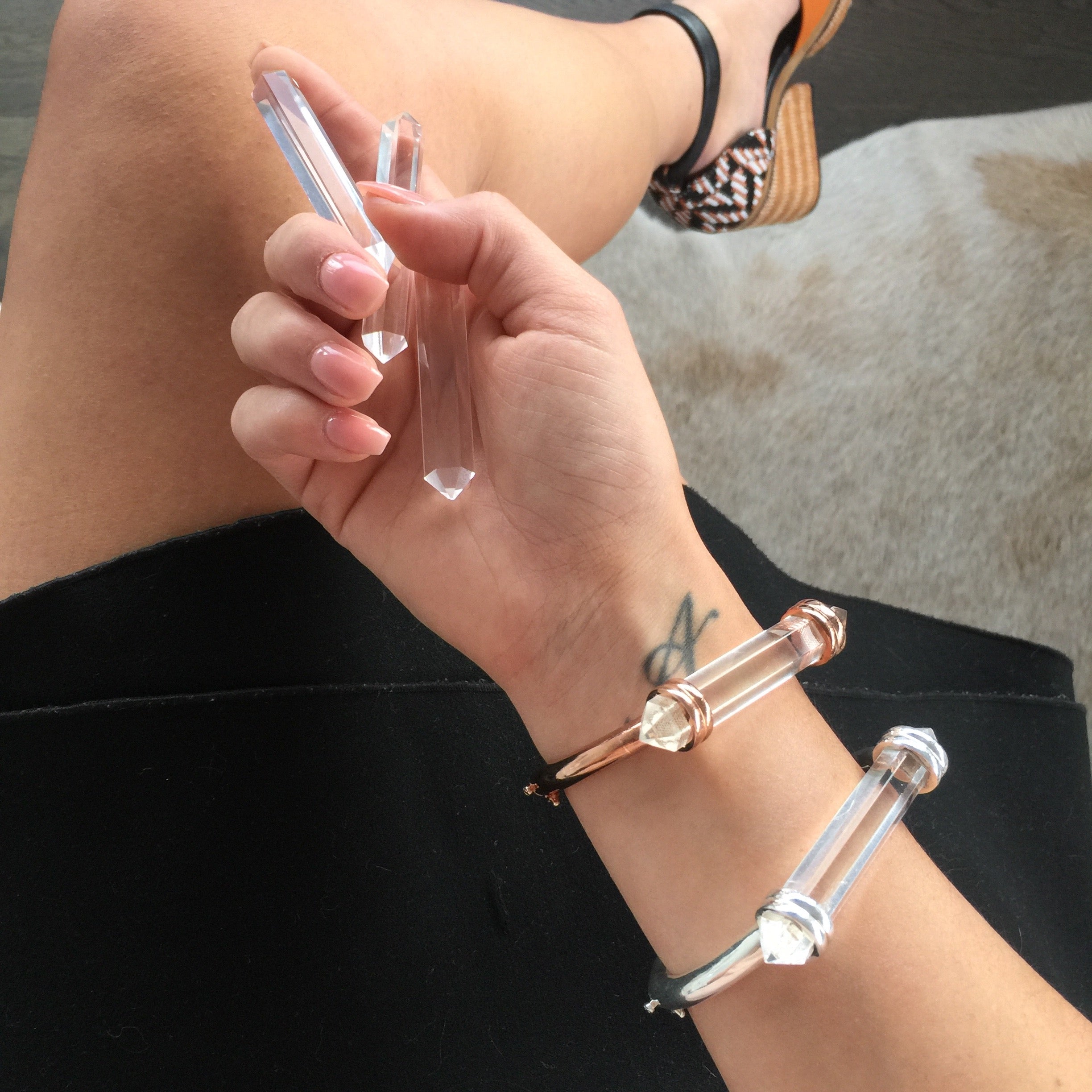 Stoned Maiden Bracelet - Clear Quartz (Rose Gold)