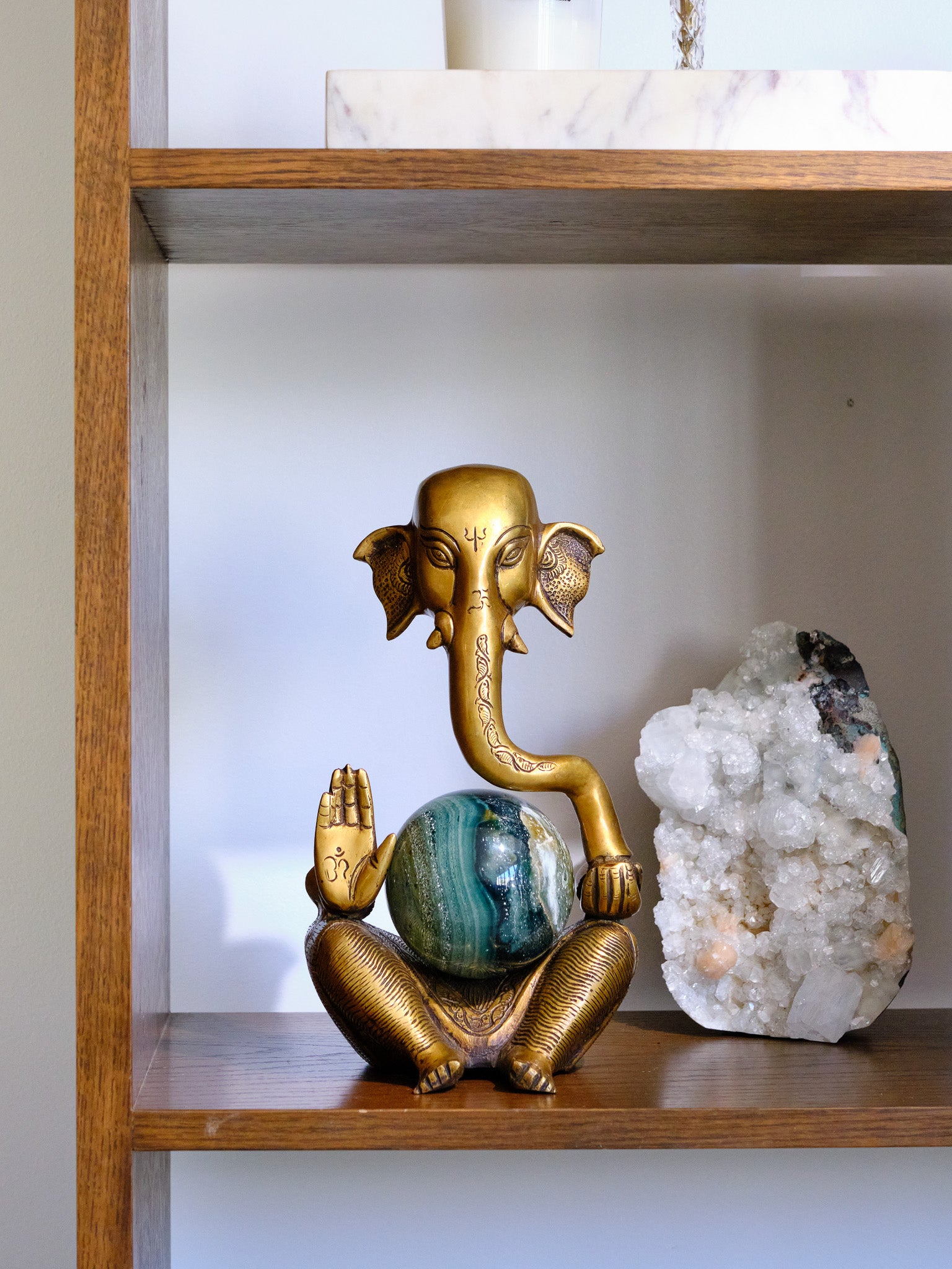 Ganesha Brass Sphere Holder (XLarge)