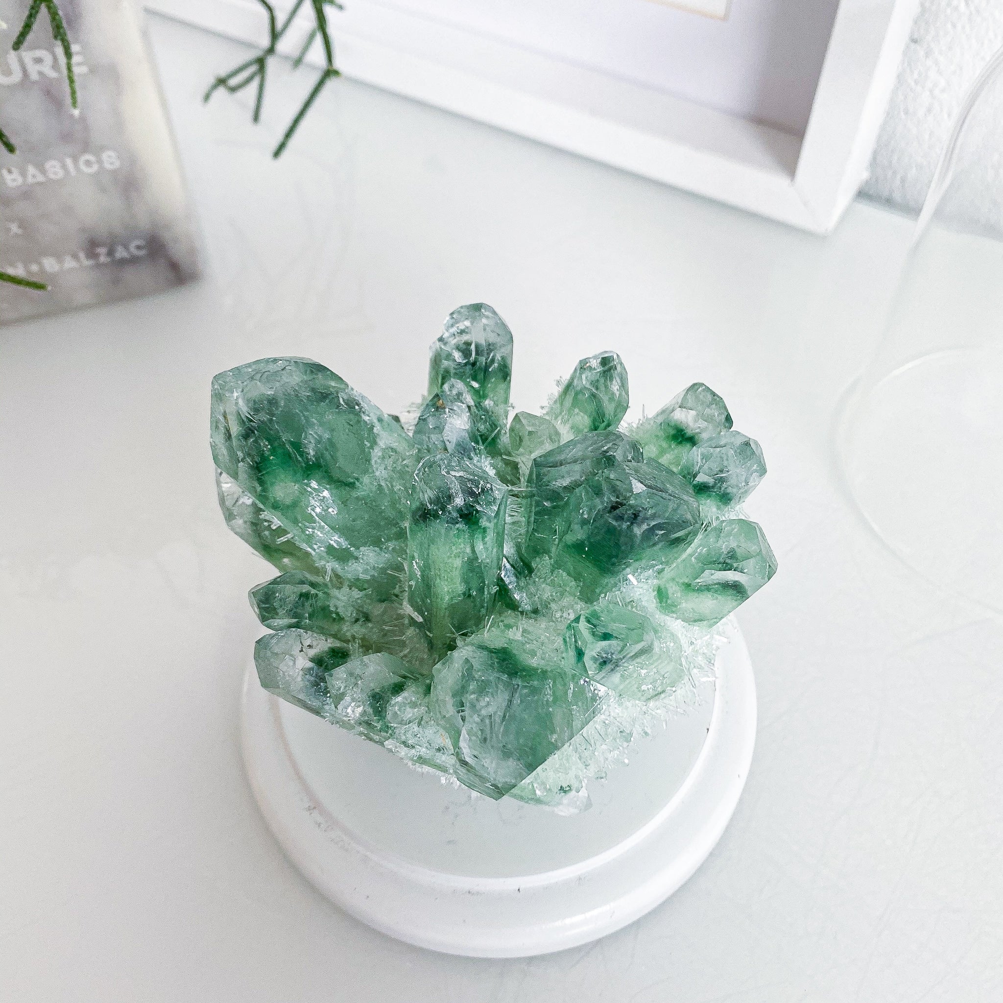 Green Phantom Quartz Clusters