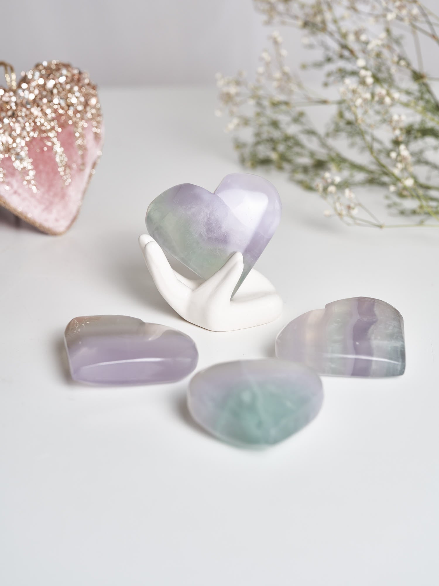 Lavender Fluorite Hearts