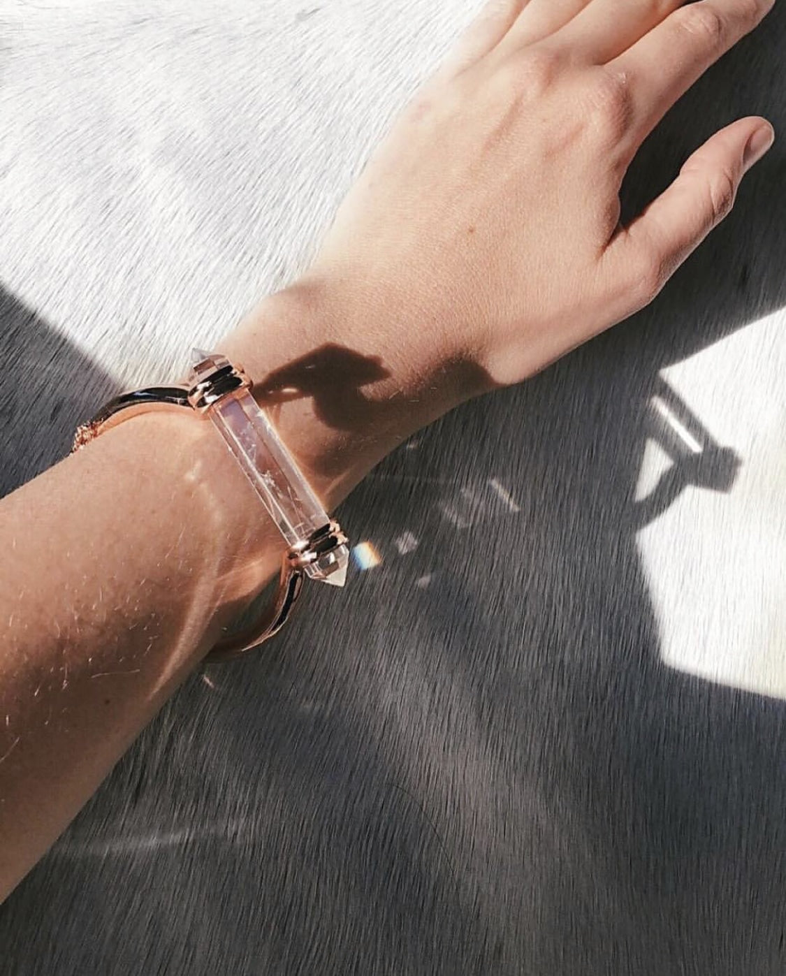 Stoned Maiden Bracelet - Clear Quartz (Rose Gold)