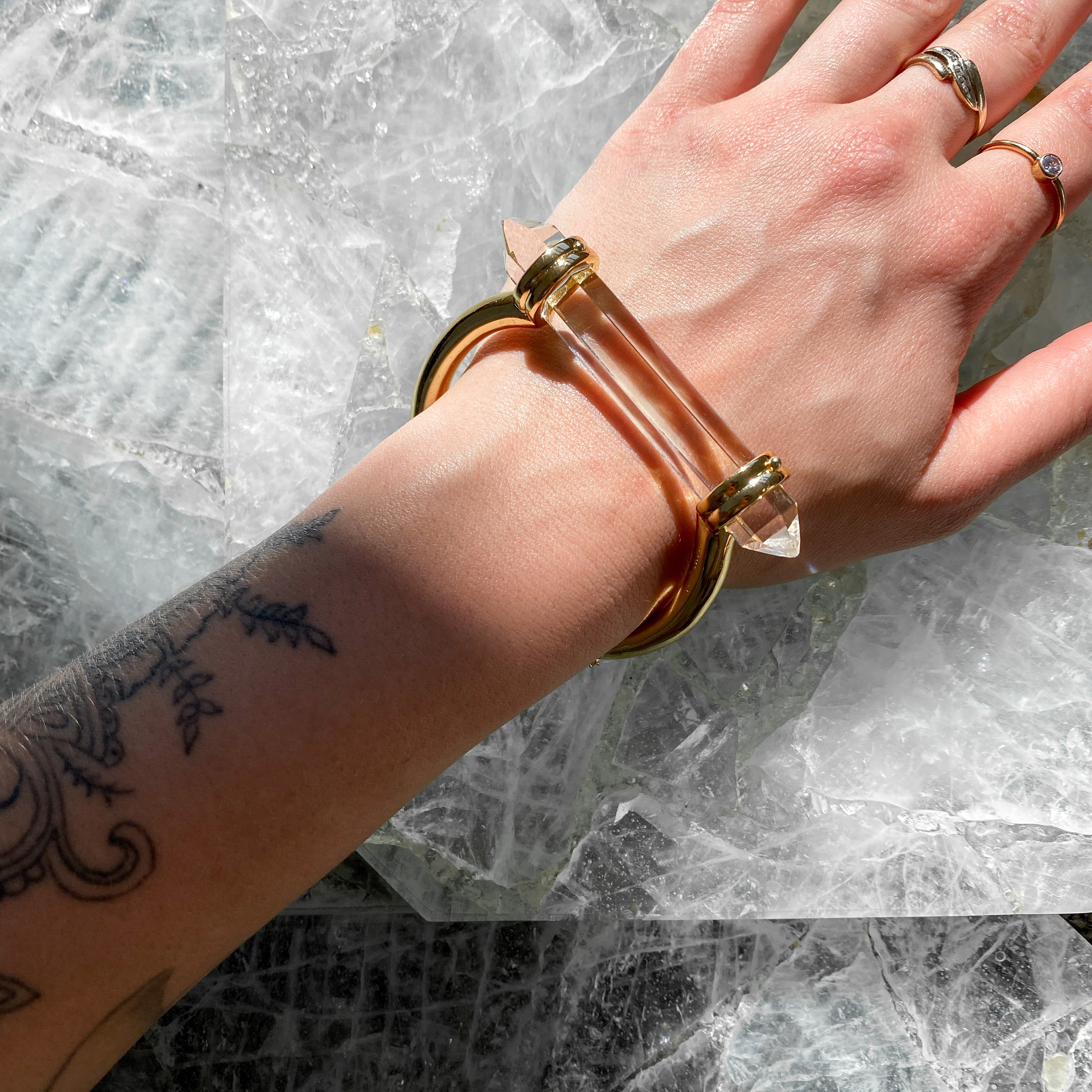 Stoned Maiden Bracelet - Clear Quartz (Yellow Gold)