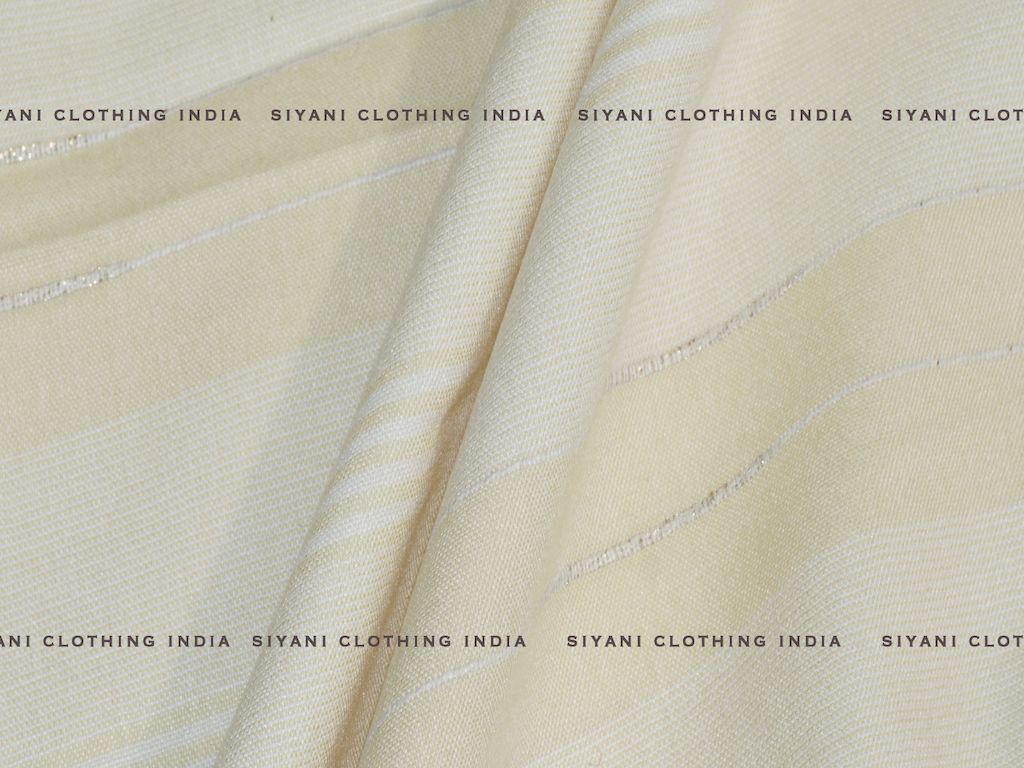 Lemon Yellow Stripes Pattern Cotton Lurex Fabric