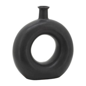 Cut Out Vase - Ceramic Black Vase