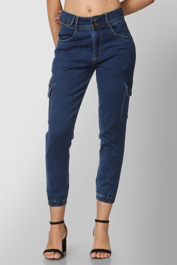 Comfortable Stretchy Denim Blue Pants With Metal Rivets Detailing –  CurveGirl