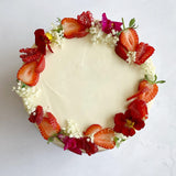 Sunshine cake with strawberries, elderflower 