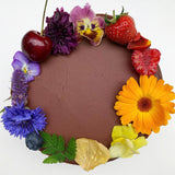 Chocolate cake with rainbow decoration