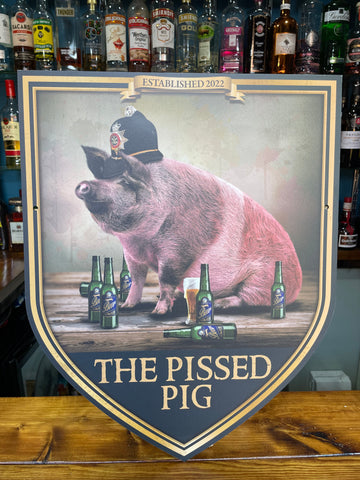 Pissed Pig Hanging Bar Sign