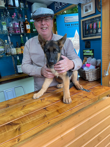 Roxy - The print shop puppy and bar sign maker.