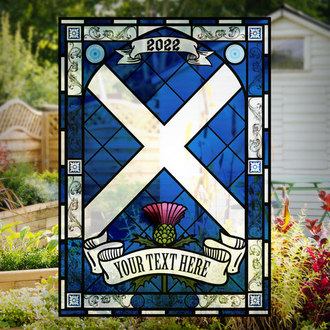 Scottish satire stained glass window vinyl