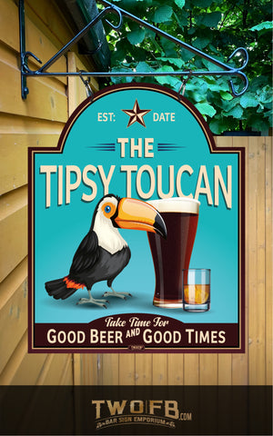 Tipsy Toucan Bar sign, Pub sign, Hanging bar sign