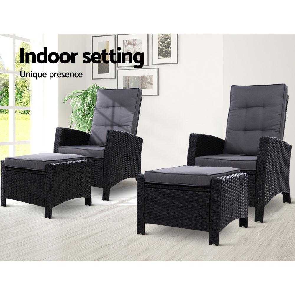 outdoor rattan chair with ottoman