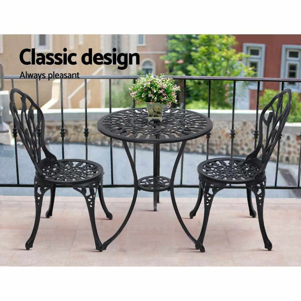 cast aluminium bistro set black