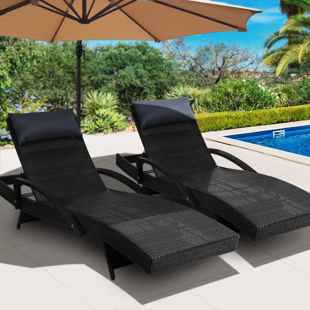 black outdoor loungers