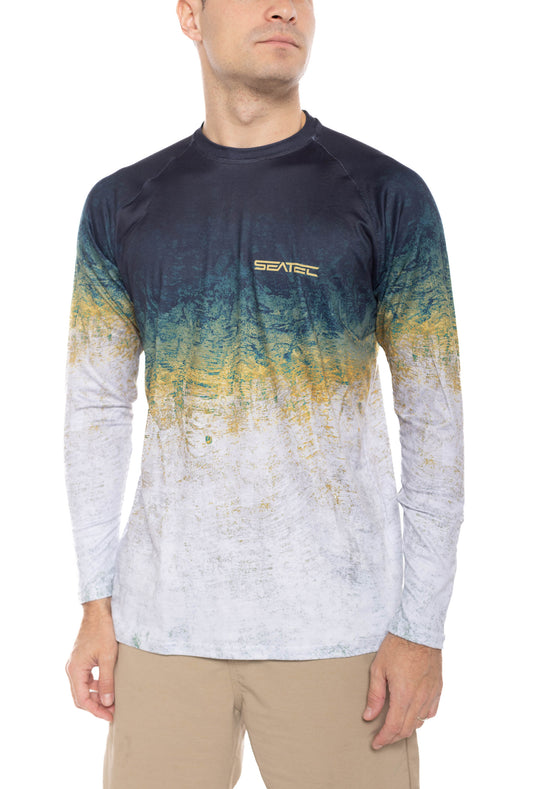 SEATEC Sport Tec Shirt Mens XXXXL Hooded Sun Hoodie Fishing Paint Splatter