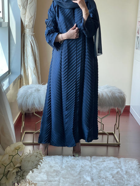 Blue Pleats Colored Abaya