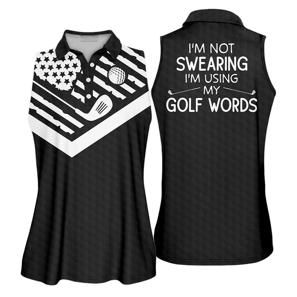 Lasfour American Golf Shirts For Women, Sleeveless Short Sleeve Black ...