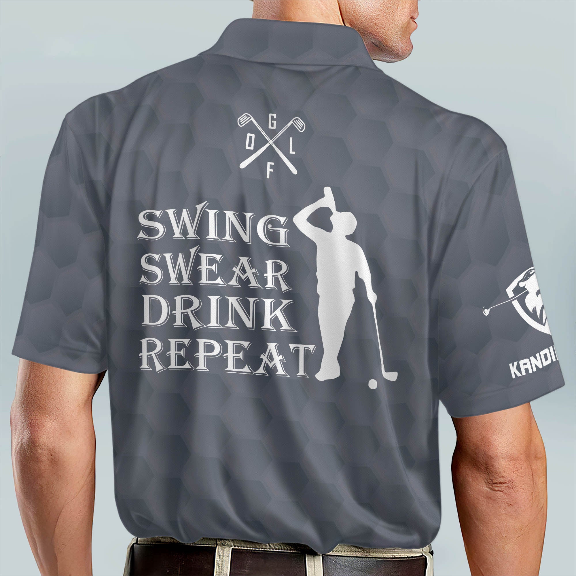 Lasfour Personalized Funny Golf Polo Shirt for Men, Swing Swear Drink ...