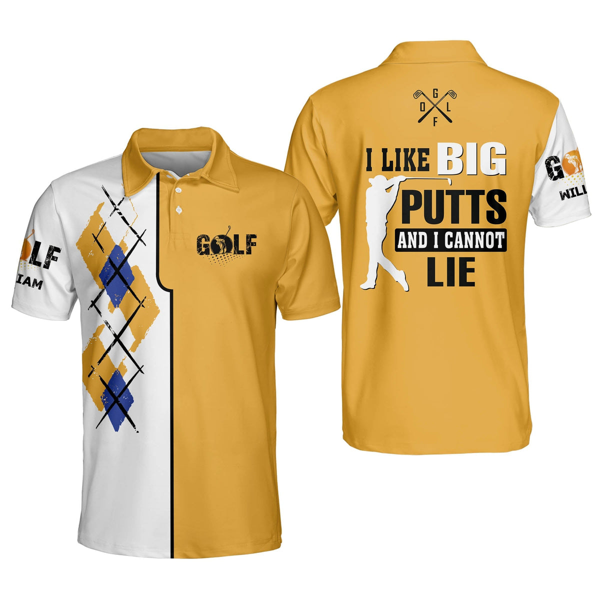 Lasfour Personalized Funny Golf Shirts for Men, I Like Big Putts And I ...