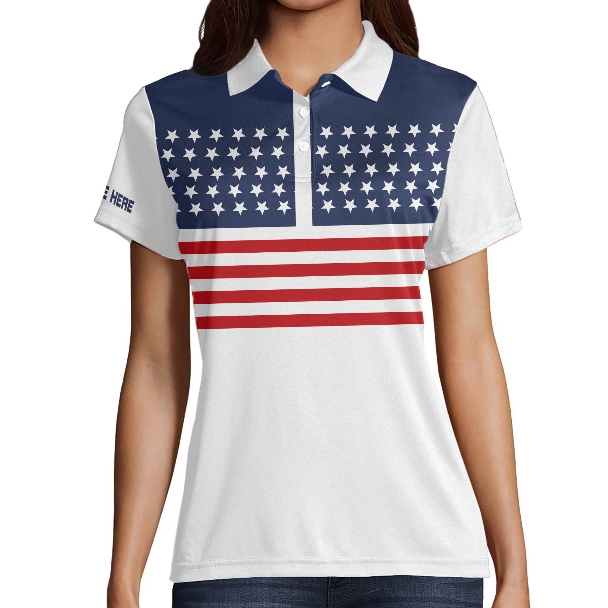 Lasfour Custom American Flag Golf Polo for Women, Womens Golf Shirts ...