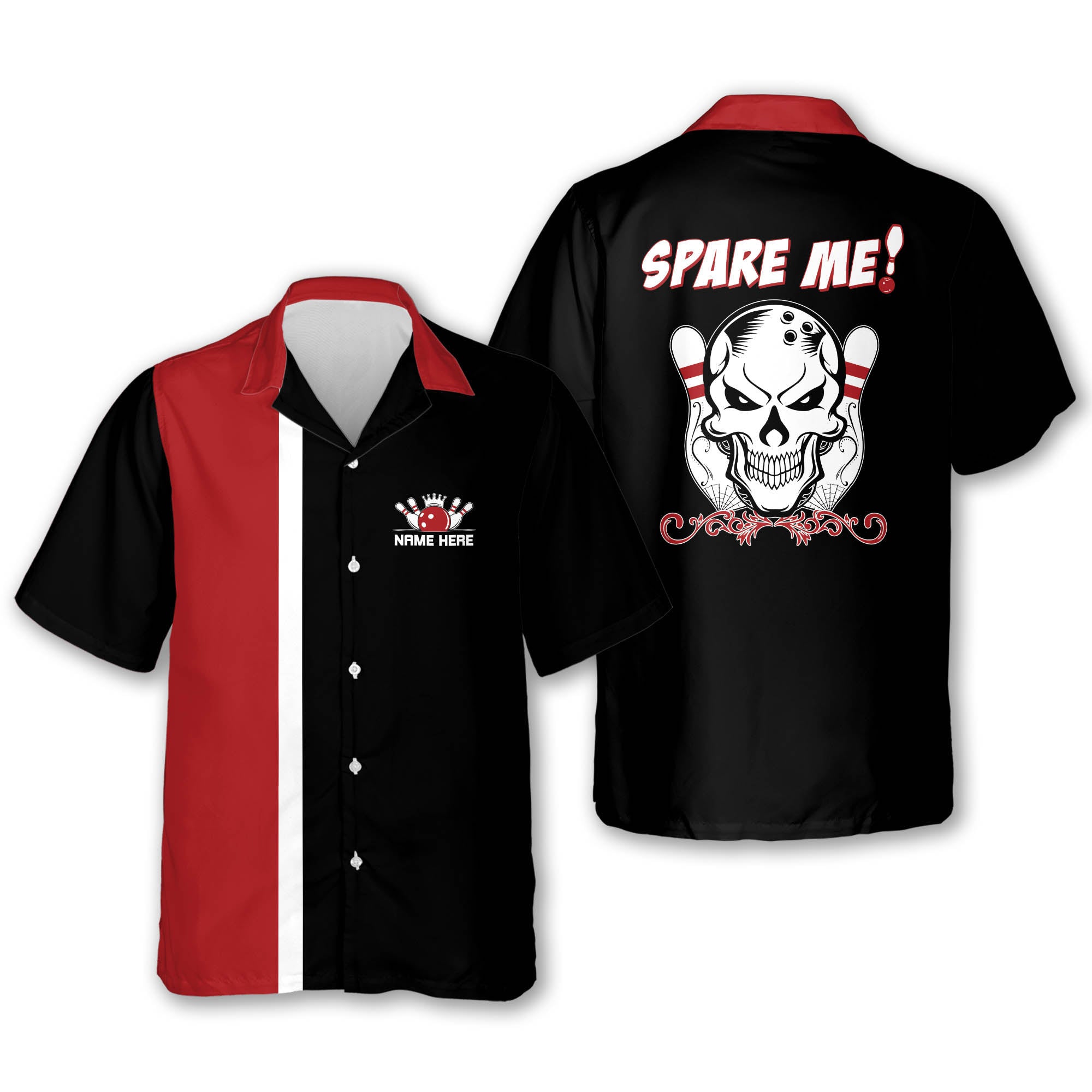 Lasfour Custom Bowling Shirts with Name, Spare Me Bowling Shirt, Mens ...