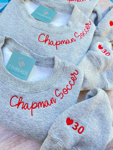 Monogrammed Sweatshirt Front and Back (Gray) – C. Claire Embroidery