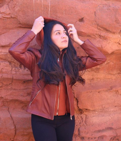 Hooded Leather Jacket Womens