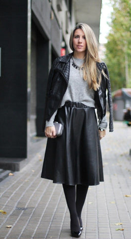 leather jacket with A-Line Skirts