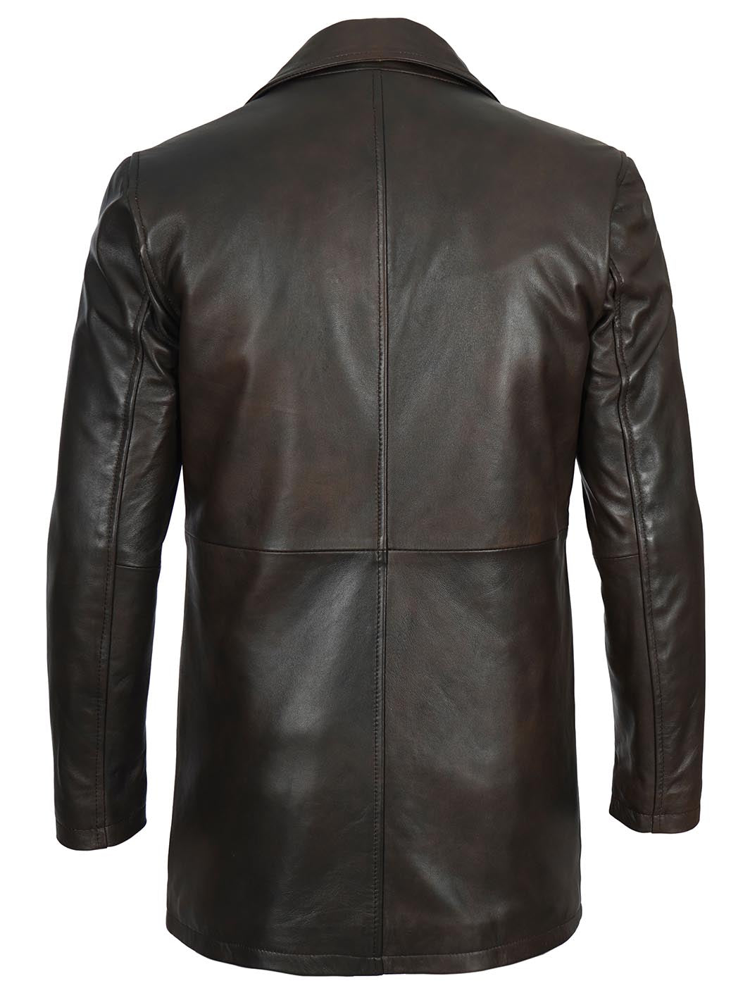 Men's Tan Distressed Leather Car Coat | Vintage and Rugged