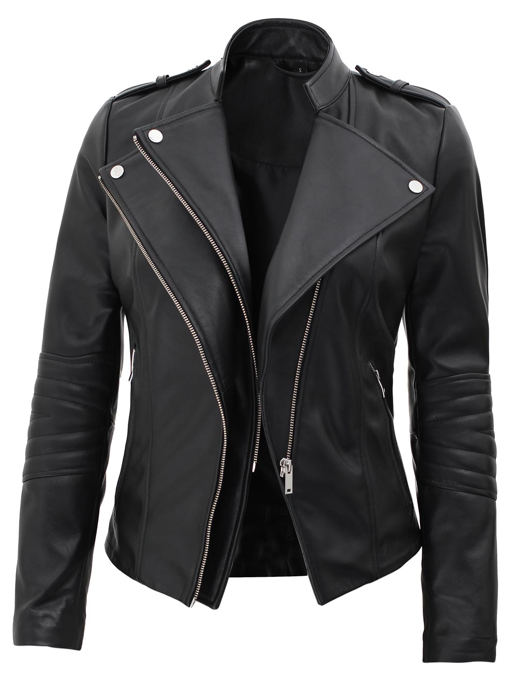 Monica Black Biker Leather Jacket Women | Real Leather | Decrum