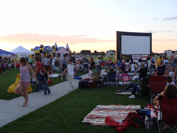 Crowded open air cinema screening